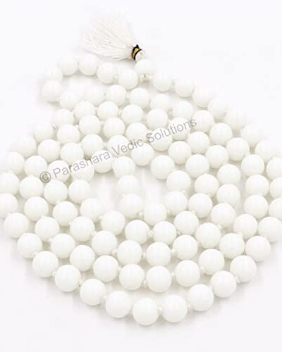Certified White Hakik Mala/White Agate Mala/White Hakeek Mala/White Stone Mala (Size: 6mm, Length: 30 inches, Beads: 108+1)
