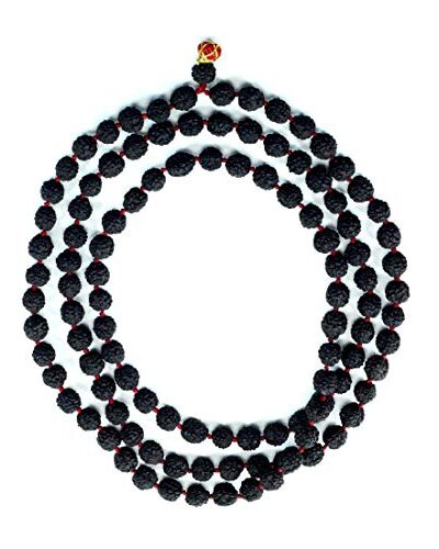 Black 5 Mukhi Rudraksha Mala Original Panch Mukha Mala 108+1 Beads for Men and Women