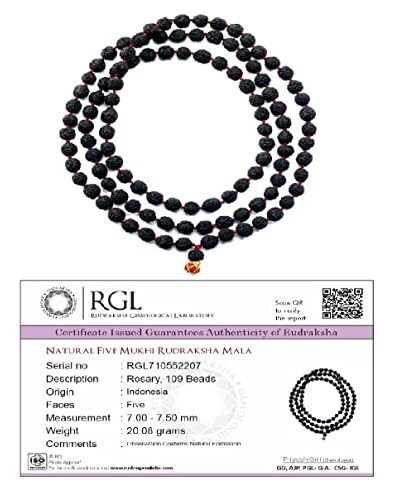 Lab Certified Rudraksha Mala 108+1 Beads (7mm Diameter 35cm Length) Full Matured Beads