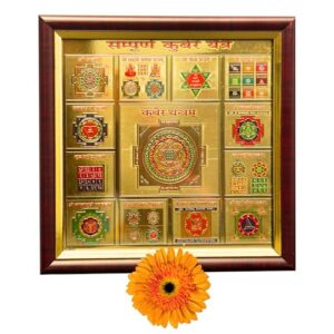 Kuber Yantra Original pratishThit | Premium Glass Covered Sampoorna Yantra for Puja Ghar | Fibre Framed Sampurna Yantra Original, 7x7 Inches, 1 Piece