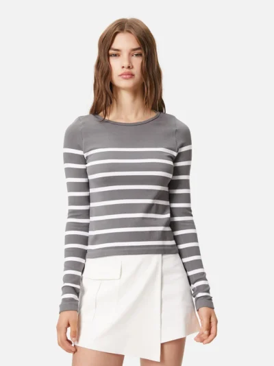 Cotton Long-Sleeve Striped T-shirt